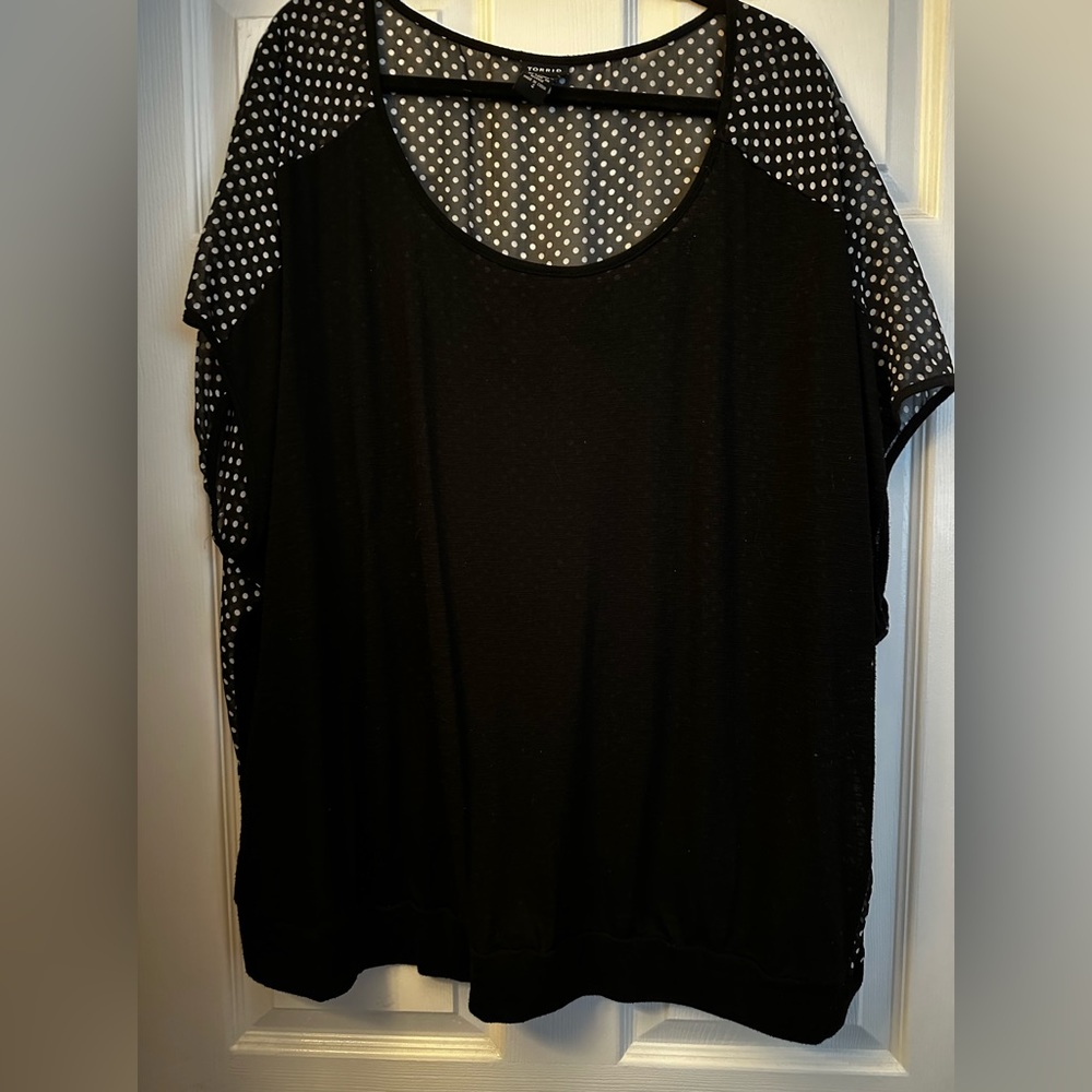 Solid black and sheer Polka Dots